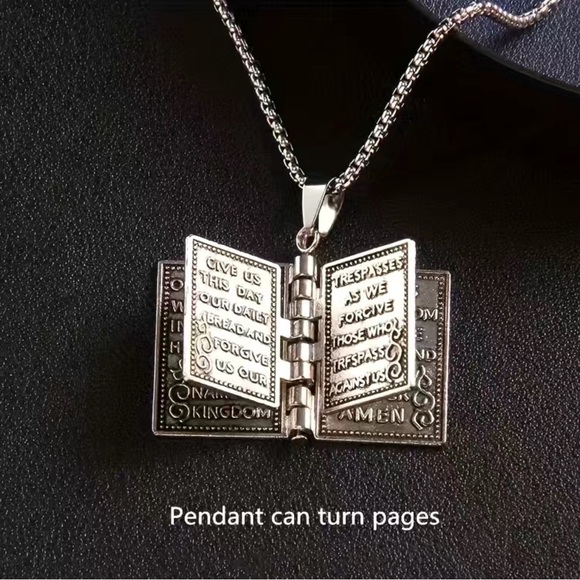 Bible Necklace with Open Pages - Picture 1 of 6